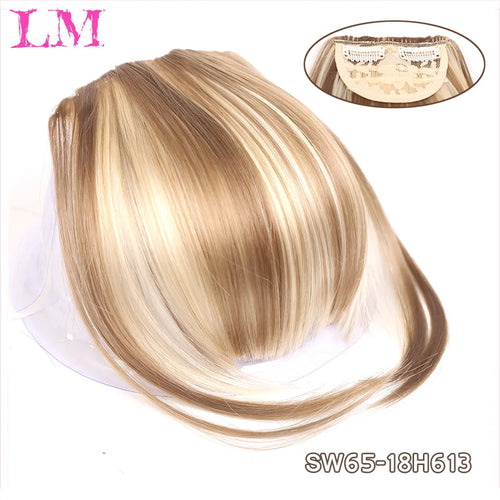 LM Natural Straight Synthetic Blunt Bangs High Temperature Fiber Brown Women Clip-In Full Bangs With Fringe Of Hair 6 Inch