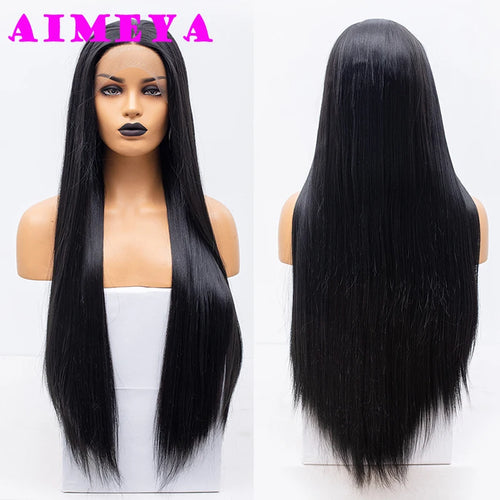 AIMEYA Platinum Blonde Lace Front Wigs for Women Long Natural Wave Synthetic Hair  Heat Resistant Fiber Hair Free Part