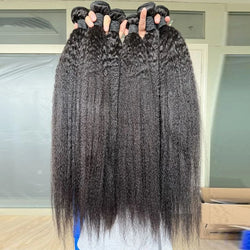 Kinky Straight Human Hair Bundles – Yaki Texture, 24–28 Inch, 3 Bundles, 100% Remy Hair Extensions