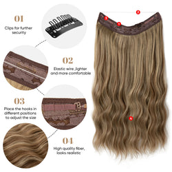 SARLA Synthetic Wave Invisible Wire With Clips Hair Extensions Fish Line Natural Blonde Clip In Hairpiece Fake Hair Piece