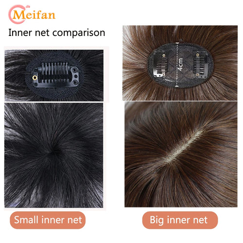 MEIFAN Synthetic Middle Part Topper Hairpiece with Bangs Clip-In Bangs Extension Natural Invisible Clourse Hairpiece for Women