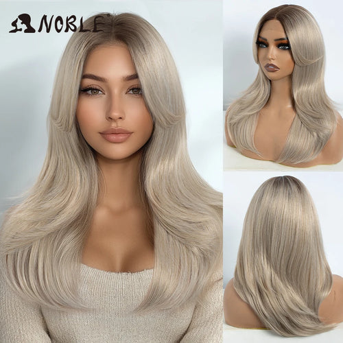 Noble Synthetic Lace Front Wig Straight Bangs Lace Wig 14 Inc Cosplay Ombre Blonde Wigs For Women Lace Wig Synthetic Lace Wig