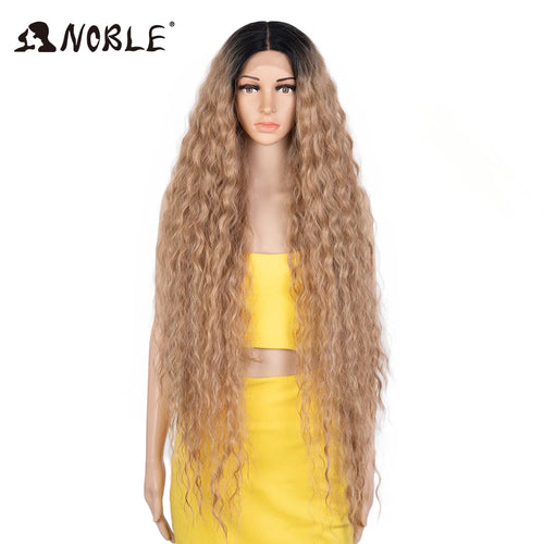 Noble Cosplay Synthetic Lace Wigs For Black Women Long Curly Hair 42 Inch Cosplay Blonde Ombre Lace Front Wig Synthetic Lace Wig