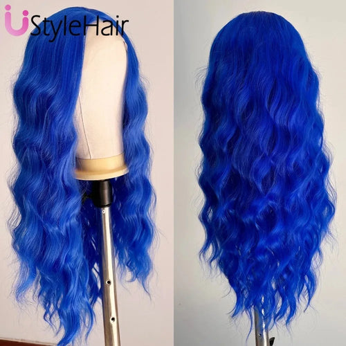 Silver Wig with White Highlights Synthetic Long Deep Wave Lace Front Wig Natural Looking Daily Use Cosplay Light Grey Lace Wigs