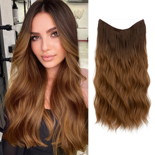 SARLA Synthetic Wave Invisible Wire With Clips Hair Extensions Fish Line Natural Blonde Clip In Hairpiece Fake Hair Piece