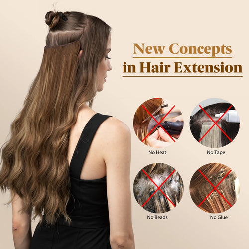 SARLA Synthetic Wave Invisible Wire With Clips Hair Extensions Fish Line Natural Blonde Clip In Hairpiece Fake Hair Piece