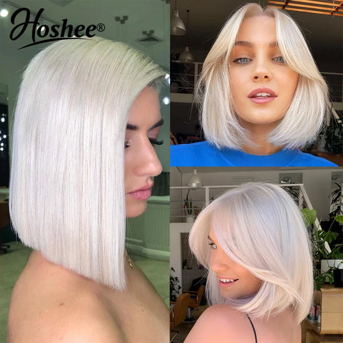 13x4 Platium Short Bob Wigs Human Hair For Women 4x4 Lace Closure Wig White Blonde Part Lace Frontal Wigs Colored Human Hair Wig
