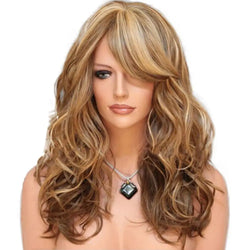 Ladies Blonde Long Curly Wigs Women Natural Wavy Synthetic Hair Cosplay Full Wig Fashion Party Supplies