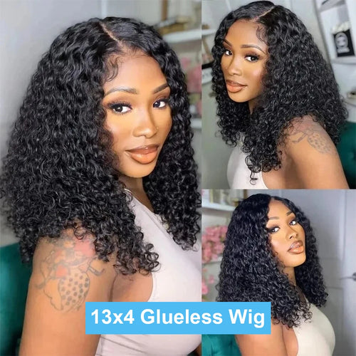 Wear And Go 13X4 Water Wave Bob Wigs Curly 5x5 Glueless Human Hair Wig Ready To Go Pre Cut No Glue For Women Preplucked Hairline