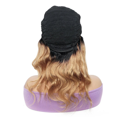 Ombre Honey Blonde Body Wave Closure Wig Indian Remy Human Hair 4x1 T Part Transparent Lace Wig 1B27/30 Color Pre-Plucked Almac