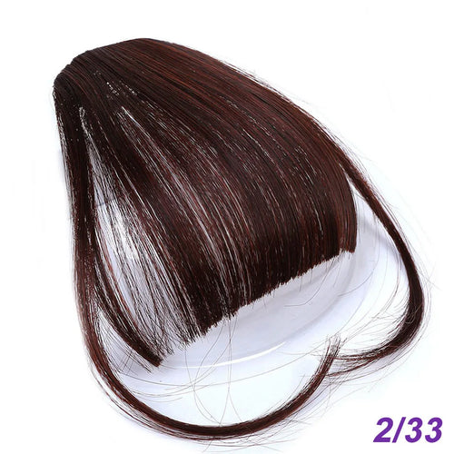 LM Natural Straight Synthetic Blunt Bangs High Temperature Fiber Brown Women Clip-In Full Bangs With Fringe Of Hair 6 Inch