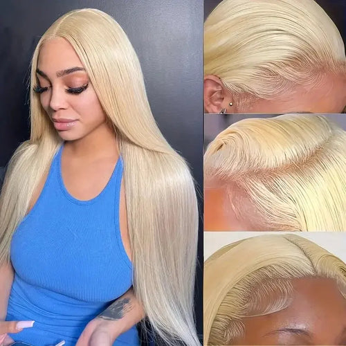 30 32 Inches HD Transparent 613 Blonde Straight 200 Density 13x4 13x6 Lace Front Human Hair Wigs For Women