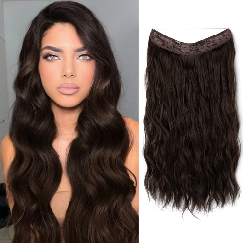 SARLA Synthetic Wave Invisible Wire With Clips Hair Extensions Fish Line Natural Blonde Clip In Hairpiece Fake Hair Piece