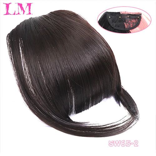 LM Natural Straight Synthetic Blunt Bangs High Temperature Fiber Brown Women Clip-In Full Bangs With Fringe Of Hair 6 Inch