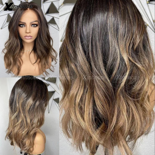 Blonde Highlight 13x4 13x6 360 Short Human Hair Wigs Brazilian Remy Ombre Brown Lace Wig Glueless Silk Top Human Hair Wigs