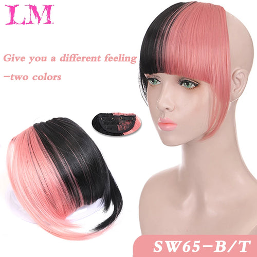 LM Natural Straight Synthetic Blunt Bangs High Temperature Fiber Brown Women Clip-In Full Bangs With Fringe Of Hair 6 Inch