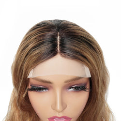 Ombre Honey Blonde Body Wave Closure Wig Indian Remy Human Hair 4x1 T Part Transparent Lace Wig 1B27/30 Color Pre-Plucked Almac