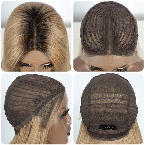 Noble Synthetic Lace Front Wig 26" Straight Ombre lace Cosplay Wig  Lace Part Wig Blonde Wigs For Women Wig synthetic Lace Wig