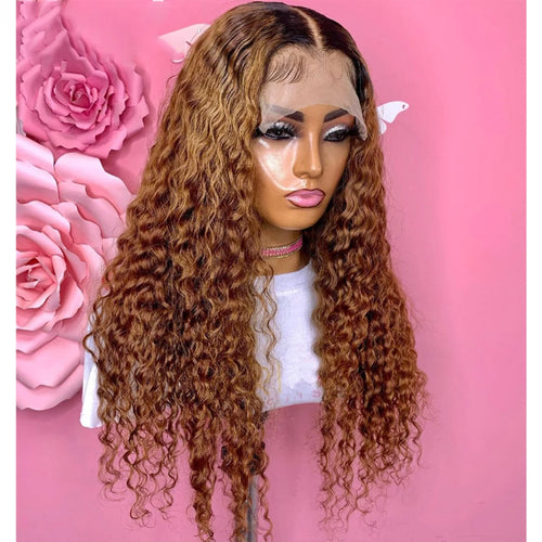 Preplucked 26inch Soft Lace Front Wigs Ombre Black Blonde Kinky Curly Synthetic For African Women Glueless Baby Hair Daily