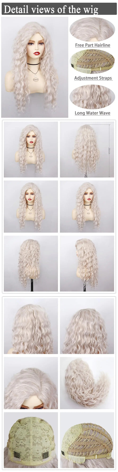 Womens Wig Long Synthetic Hair Ombre Blonde Curly Wigs Female Natural Wavy Drag Queen Regular Wig 80s Gradient Wigs for Student