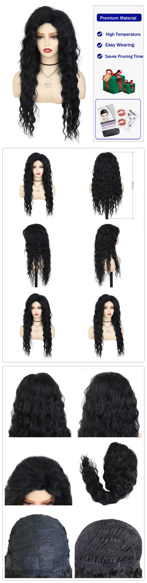 Womens Wig Long Synthetic Hair Ombre Blonde Curly Wigs Female Natural Wavy Drag Queen Regular Wig 80s Gradient Wigs for Student