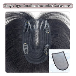 10 inch 100%Human Hair 9*14cm Hairnet Clip in Hair Topper Extension Top Wig Piece for Women with Thinning Hair