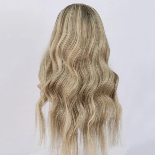 13x4 Body Wave Lace Front Wig for White Women Highlights Ash Blonde Balayage Wig Long Wavy Synthetic Lace Wigs Daily Party Use