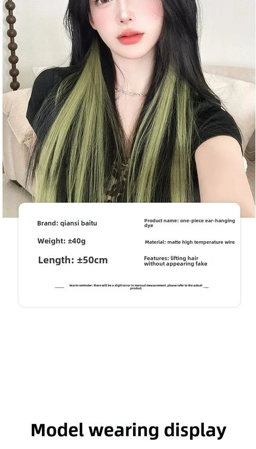 Pink Hair Extension Piece Invisible Traceless Inner Dyed Highlighted Hair Extensions Full Volume Colorful Hair Pieces