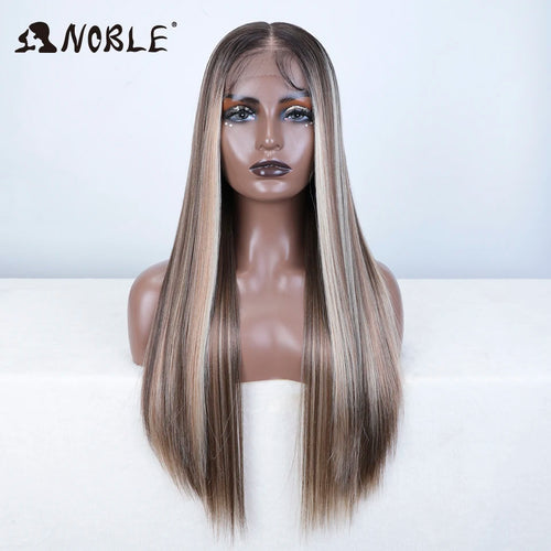 Noble Synthetic Lace Front Wig 13X7 Straight Baby Hair Wig 30 Inch Lace Wig For Women Lace Front Wig Ombre Blonde Cosplay Wig