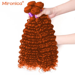 Deep Wave Bundles Human Brazilian Remy Hair Extensions Orange Ginger Color Hair Weaving Double Wefts Free Shipping 1/3/4 Pieces