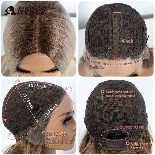Noble Synthetic Lace Front Wig Straight Bangs Lace Wig 14 Inc Cosplay Ombre Blonde Wigs For Women Lace Wig Synthetic Lace Wig