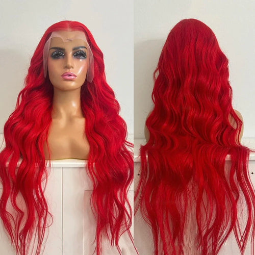 AIMEYA Platinum Blonde Lace Front Wigs for Women Long Natural Wave Synthetic Hair  Heat Resistant Fiber Hair Free Part