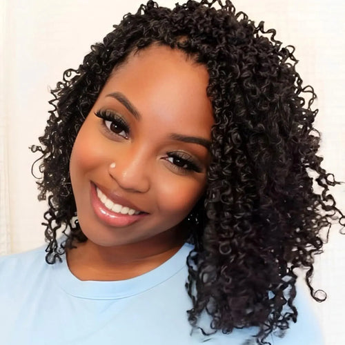 8"Yanky Twist Crochet Hair Pre-Looped Ombre Brown Synthetic Crochet Hair with Curly Ends Yank Twist Crochet Hair For Black Women