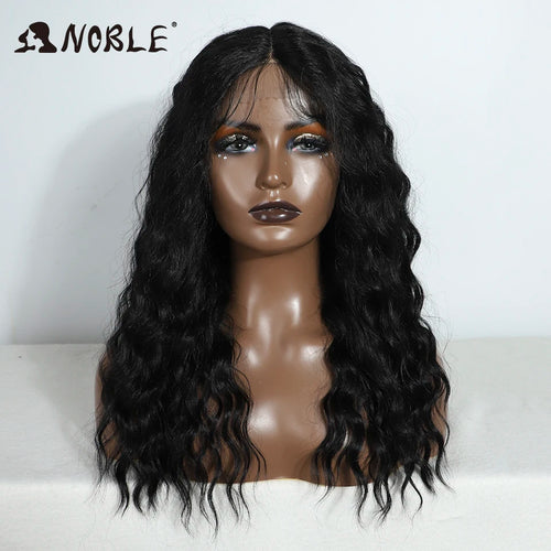 Noble Cosplay Synthetic Lace Front Wig 20" Baby Hair Curly Wig Medium Part Red Lace Wig For Women Ombre Blonde Lace Front Wig