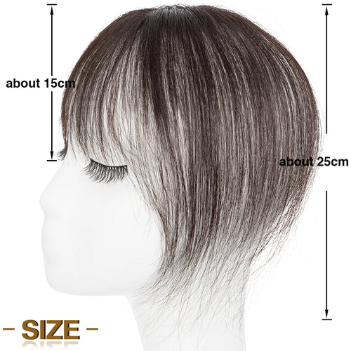 S-noilite 2.4"x3.15" Fringe Air Bang 100% Human Hair Topper Natural Hairline for Women Clip In Hairpieces 10g Light Bangs 10"