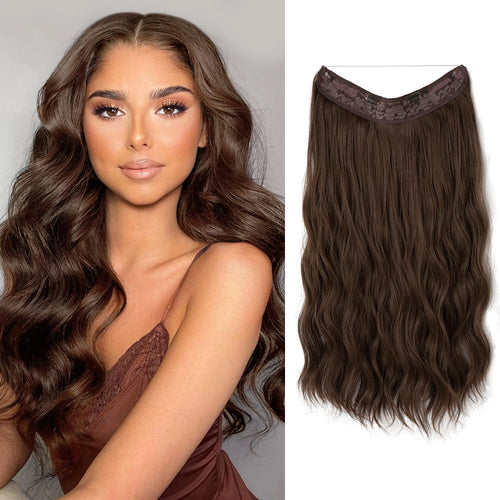 SARLA Synthetic Wave Invisible Wire With Clips Hair Extensions Fish Line Natural Blonde Clip In Hairpiece Fake Hair Piece
