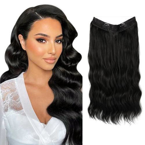 SARLA Synthetic Wave Invisible Wire With Clips Hair Extensions Fish Line Natural Blonde Clip In Hairpiece Fake Hair Piece