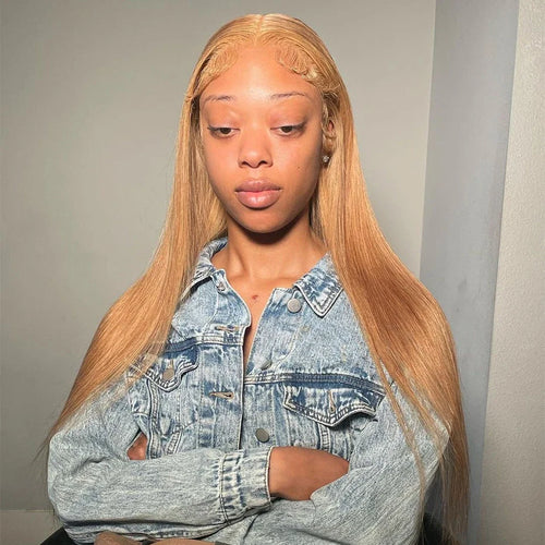 Bone Straight Honey Blonde Wig Human Hair 13x6 Hd Lace Frontal Wigs For Women 36 Inch #27 Colored Wig 13x4 Lace Front Wig 200%