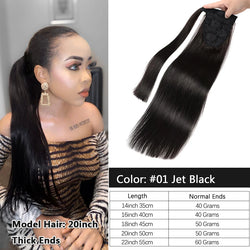 Blonde Ponytail Human Hair Natural Real Hair Extensions Wrap Around Clip on Ponytails Thick Ends Platinum Blonde 24inch 140G