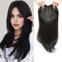 Synthetic Topper With Hair Bangs Hair Clip In Hair Extensions For Women Increase hair volume Cover White hair & Hairline