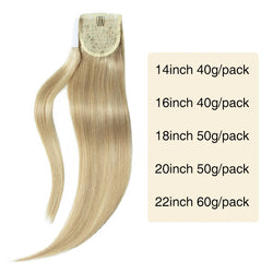 Blonde Ponytail Human Hair Natural Real Hair Extensions Wrap Around Clip on Ponytails Thick Ends Platinum Blonde 24inch 140G