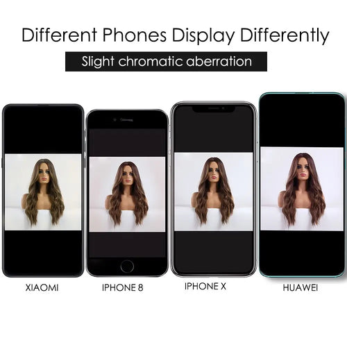 Long Straight Hairline Lace Front Synthetic Wig For Black Women Brown Mixed White Natural Middle Part Wig For Daily Cosplay