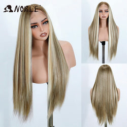 Noble Synthetic Lace Front Wig 13X7 Straight Baby Hair Wig 30 Inch Lace Wig For Women Lace Front Wig Ombre Blonde Cosplay Wig