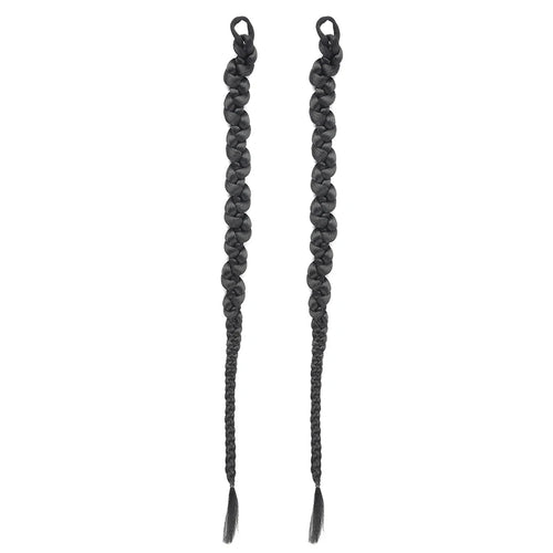 Long Braiding Synthetic Hair Extensions 2 Pieces Set Twisted Ponytail Extension with Rubber Bands Double Fishtail Braided