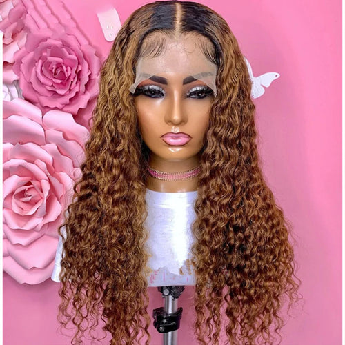 Preplucked 26inch Soft Lace Front Wigs Ombre Black Blonde Kinky Curly Synthetic For African Women Glueless Baby Hair Daily