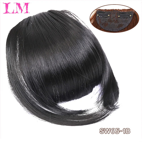 LM Natural Straight Synthetic Blunt Bangs High Temperature Fiber Brown Women Clip-In Full Bangs With Fringe Of Hair 6 Inch