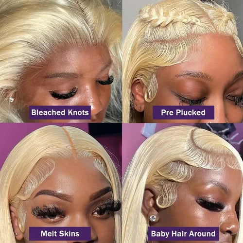 Wiggogo 30 Inches Lace Frontal Wigs Bone Straight Lace Front Wigs 13X4 13X6 Blonde 613 Lace Front Human Hair Wigs For Women