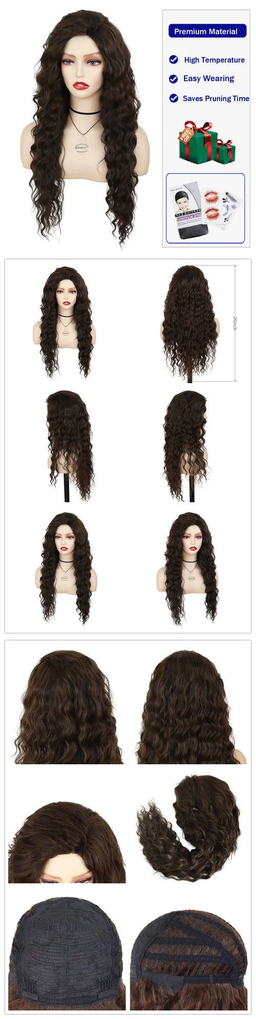 Womens Wig Long Synthetic Hair Ombre Blonde Curly Wigs Female Natural Wavy Drag Queen Regular Wig 80s Gradient Wigs for Student