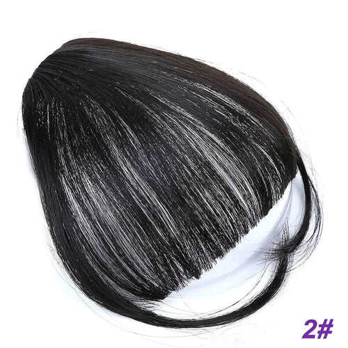 LM Natural Straight Synthetic Blunt Bangs High Temperature Fiber Brown Women Clip-In Full Bangs With Fringe Of Hair 6 Inch
