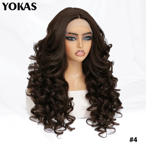 24 Inch Synthetic Lace Front Wigs For Afro Women Curly Afro Lace Front Wigs for Black Women High Temperature Fiber Wigs